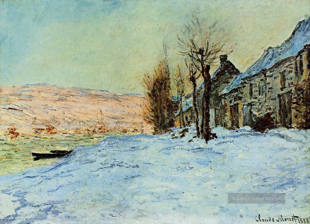 Lavacourt Sonne und Schnee Claude Monet Ölgemälde